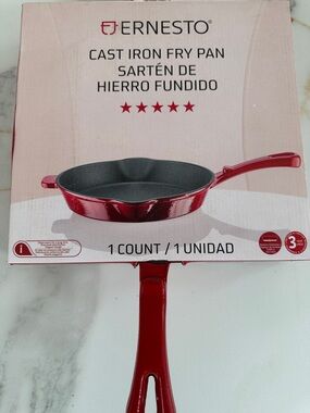 Red Cast Iron Fry Pan